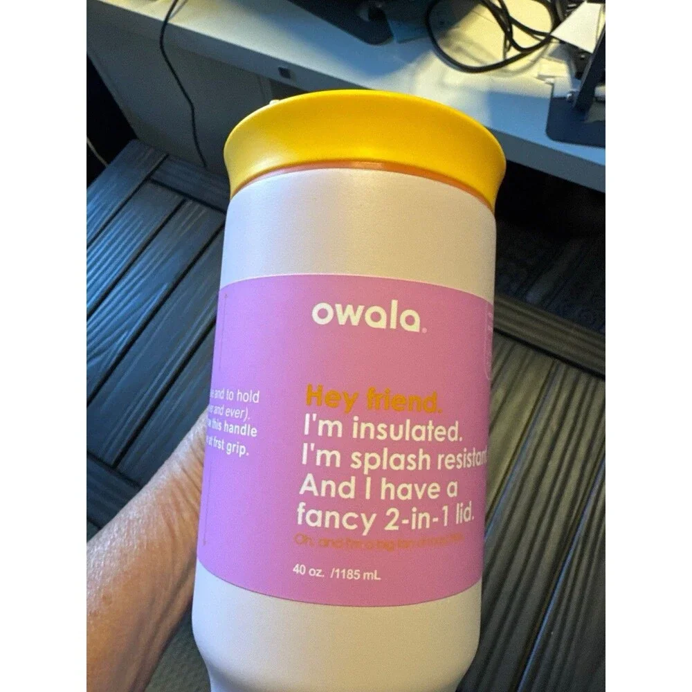Owala 40Oz Insulated Stainless Steel Tumbler With Splash Resistant Lid Pink